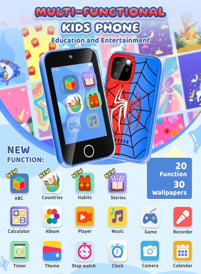 FKATEEN Kids Phone 3.5" Touchscreen, Pretend Smartphone with Dual Camera, Spider Toy Phone for Boys 3-8, Learning ABC & Habit Tracker, Birthday - Image 2